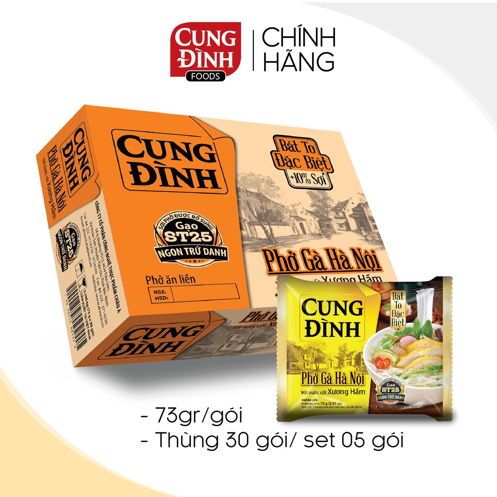 Phở Gà Hà Nội Cung Đình Gói 73gr, thùng 30 gói, thùng 30 gói