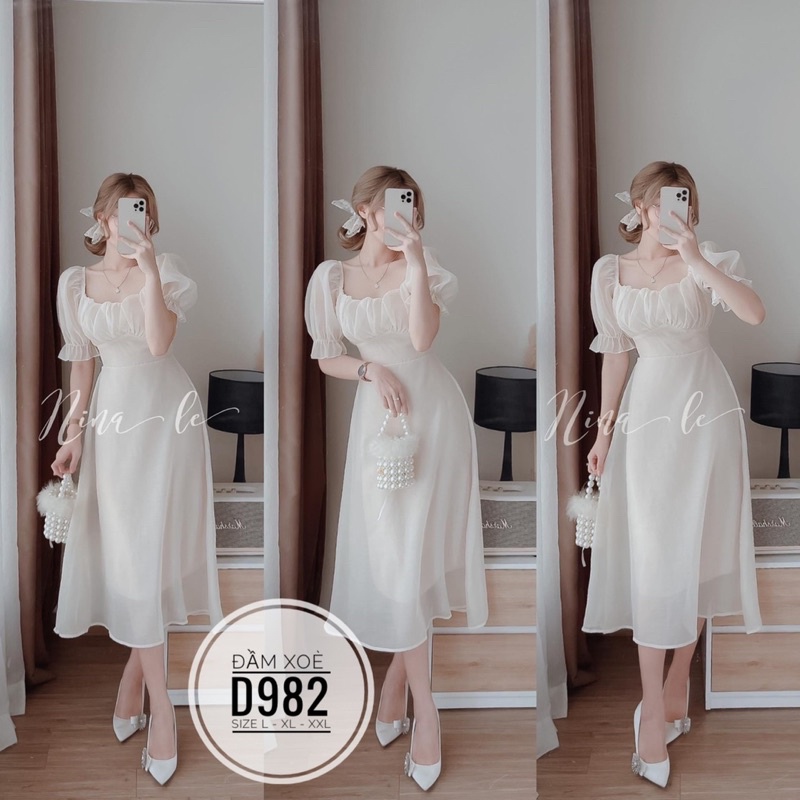 BIGSIZE NHUNG LÊ Đầm xoè D982