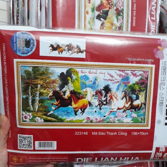 Tranh thêu chữ thập 3d mã đáo thành công