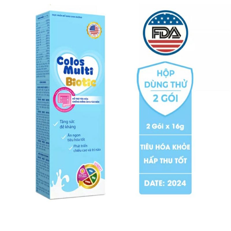 Sữa non Colosmulti Biotic hộp 2 gói x 16g chuyên biệt cho trẻ táo bón, tiêu hóa kém ( date mới )
