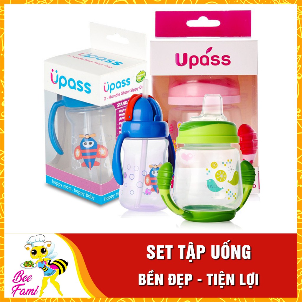 Set Cốc Tập Uống Upass Tay Ngược 180ml; 1 Cốc Tập Uống Upass 150ml Cho Bé