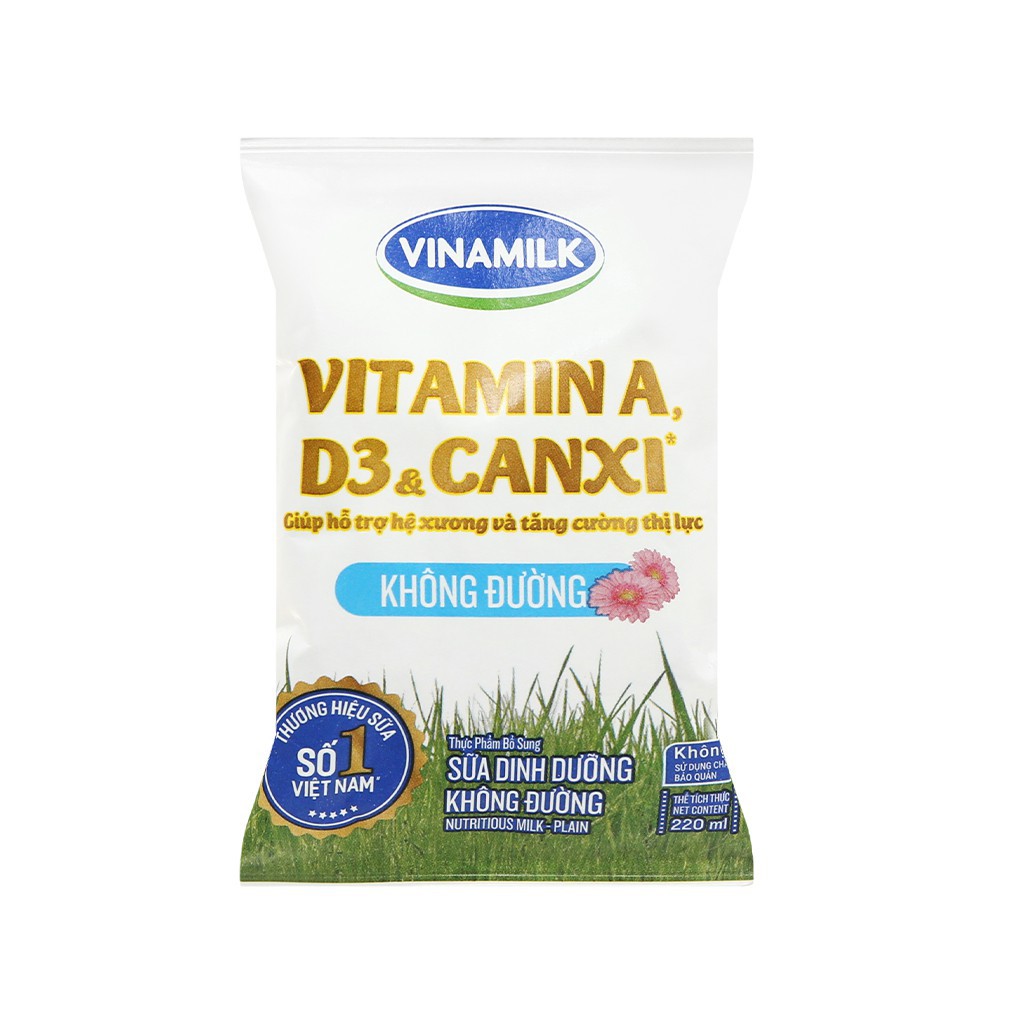 Sữa Bịch Không Đường Vinamilk 220ml