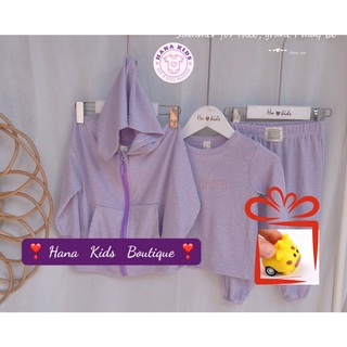 Set quần áo thu đông trẻ em -  Bộ thun dài tay cho bé trai bé gái kèm áo khoác hoodie cho bé 10-20kg
