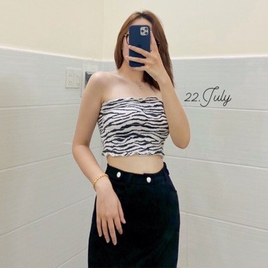 Áo Croptop ống nhún bao ôm form hoạ tiết bò sữa - ngựa vằn🐄🐄áo quây ngực bò sữa - Toàn ảnh thật | WebRaoVat - webraovat.net.vn