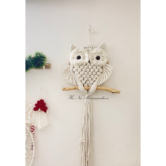 Chim cú thông thái Macrame, treo tường decor nhà cửa.( ảnh thật)