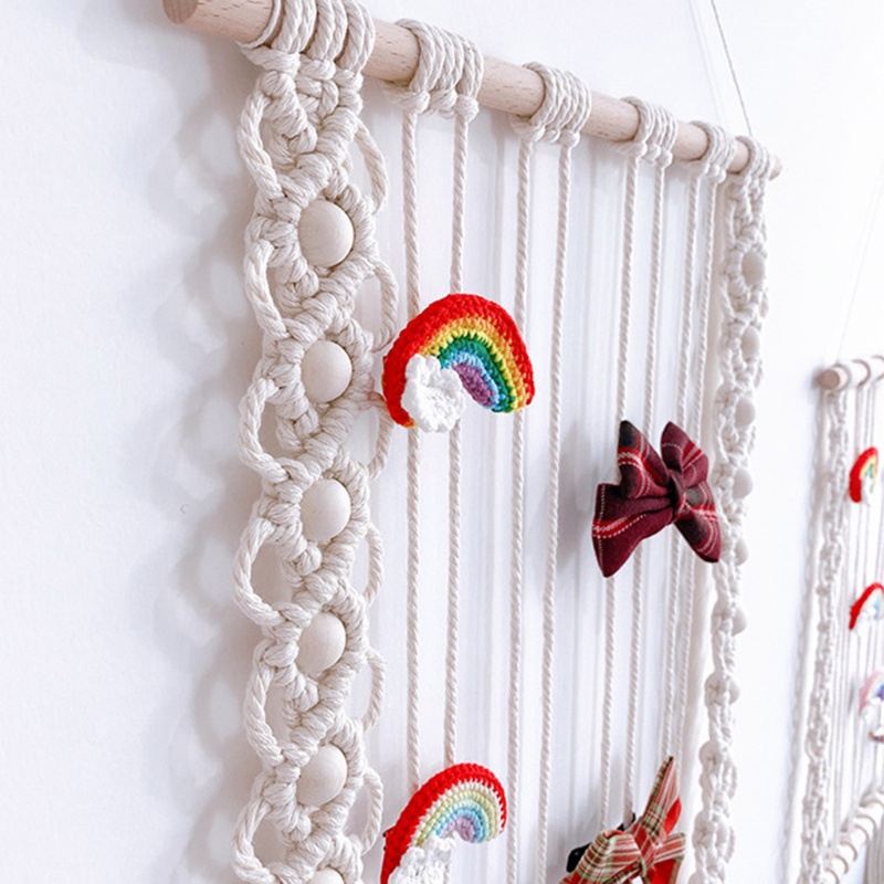 Giá Đỡ Kẹp Tóc Macrame Đan Sợi Tua Rua Phong Cách Bắc Âu