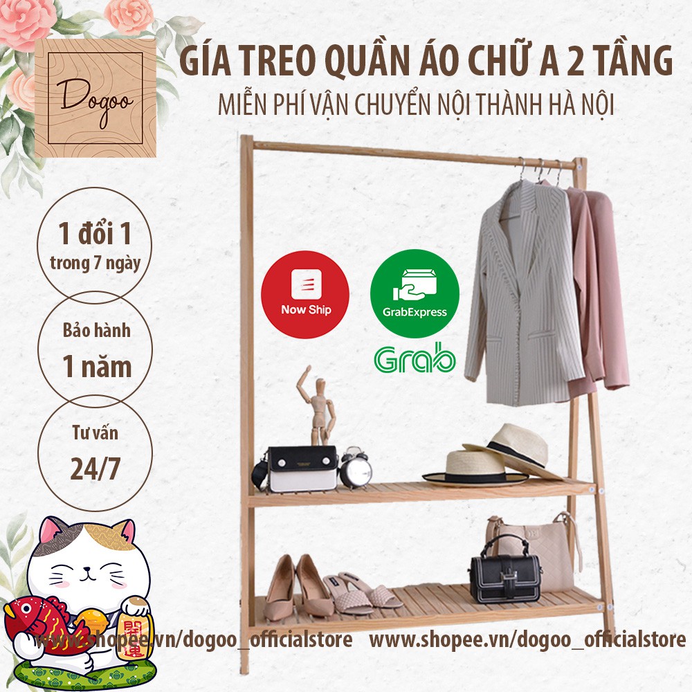 Giá Treo Quần Áo Chữ A 2 Tầng Gỗ Thông Dogoo  Phong Cách Hàn Quốc Homestay