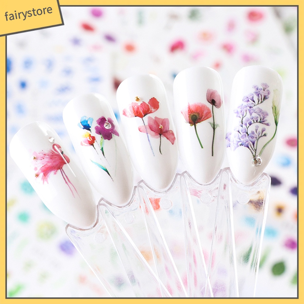 [Hàng mới về] 24 Miếng dán trang trí móng họa tiết hoa nghệ thuật