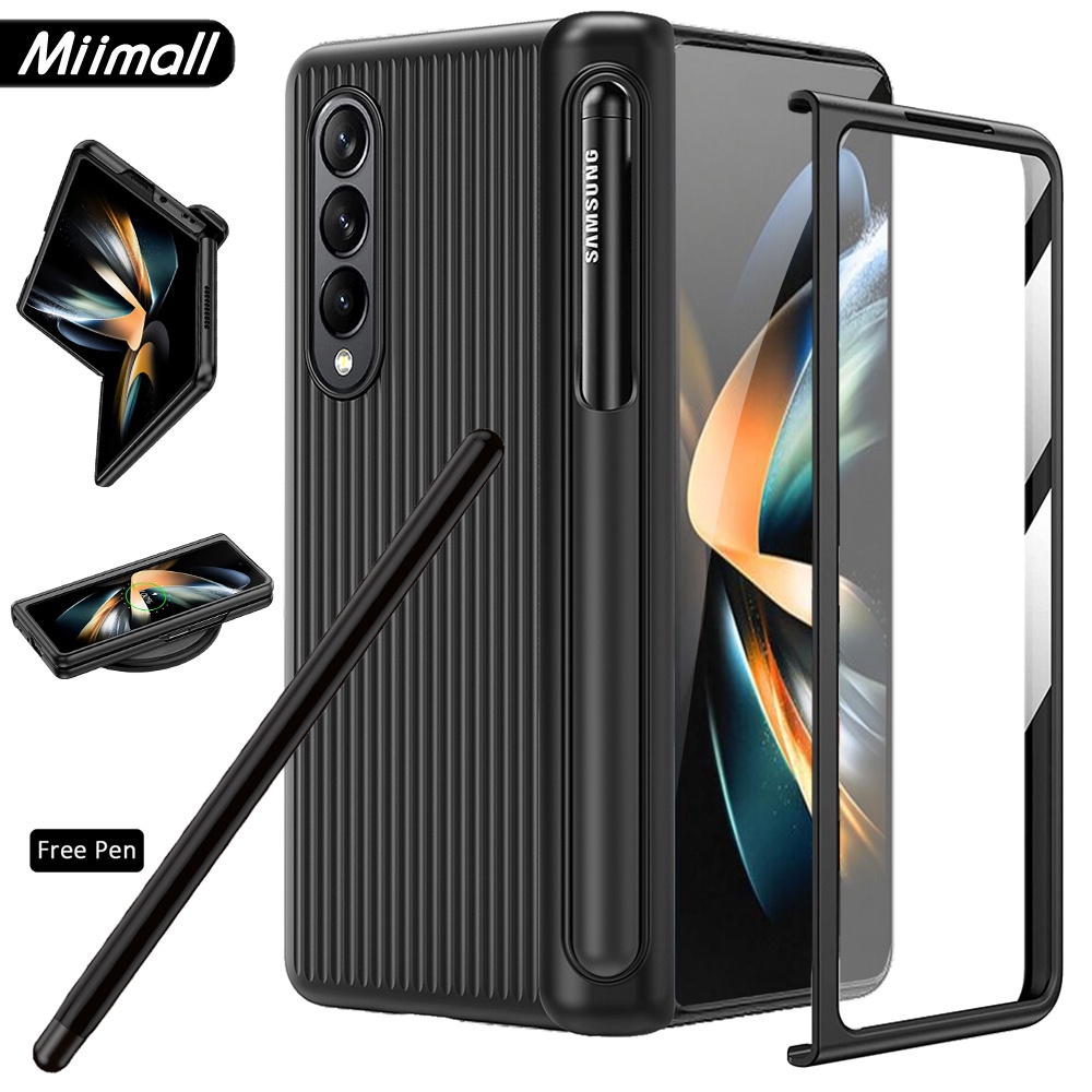 [Fold 4 Cover] Vỏ Miimall cho Samsung Galaxy Z Fold 4, Bảo hiểm bản lề với giá đỡ bút S, Vỏ bảo vệ m