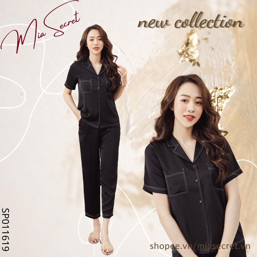 Đồ Bộ Nữ mặc nhà MIA SECRET, đồ ngủ pijama lụa tằm băng cao cấp mặc mát MIA11619