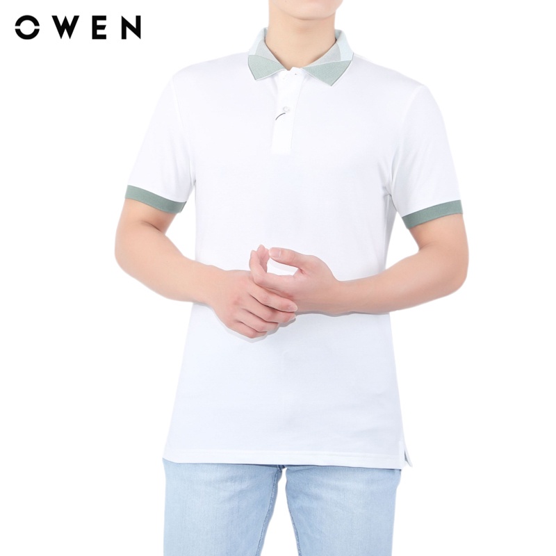 Áo polo ngắn tay Nam Owen Cotton Bodyfit màu Trắng - APV23706