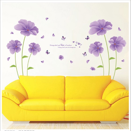 Decal trang trí tường Hoa Tím lớn