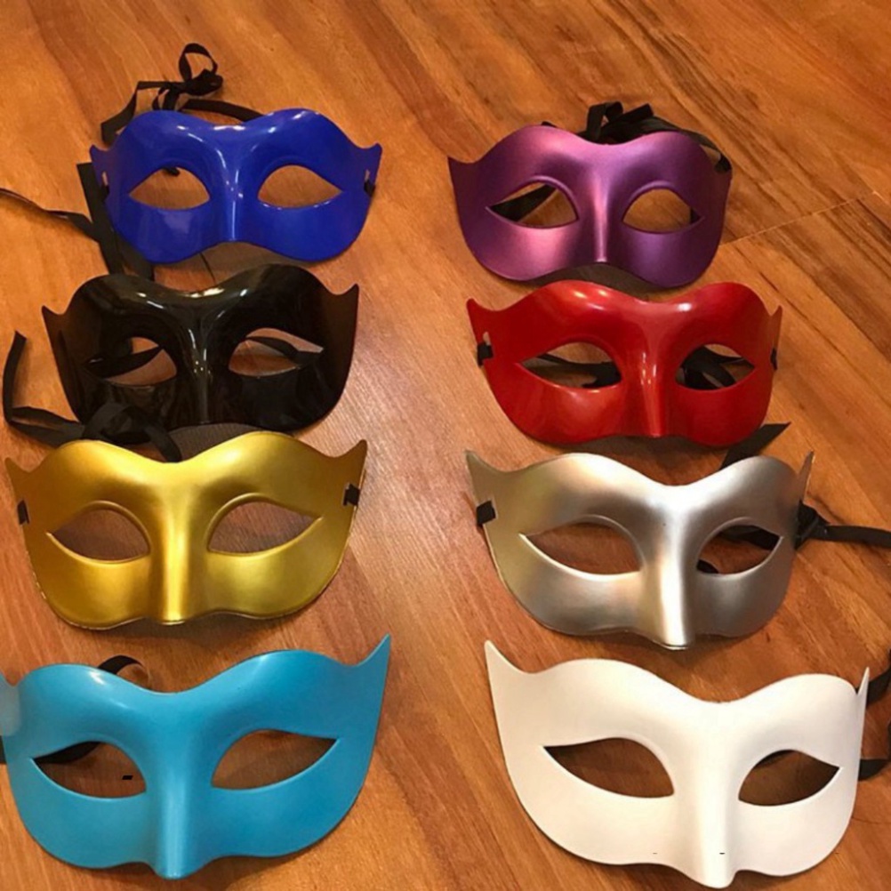 MẶT NẠ NỬA MẶT TRƠN NHỌN Màu Trắng Trơn/Đen Trơn Che Nửa Mặt Dùng Cho Tiệc Halloween,sự kiện,lễ hội hóa trang có dây đeo