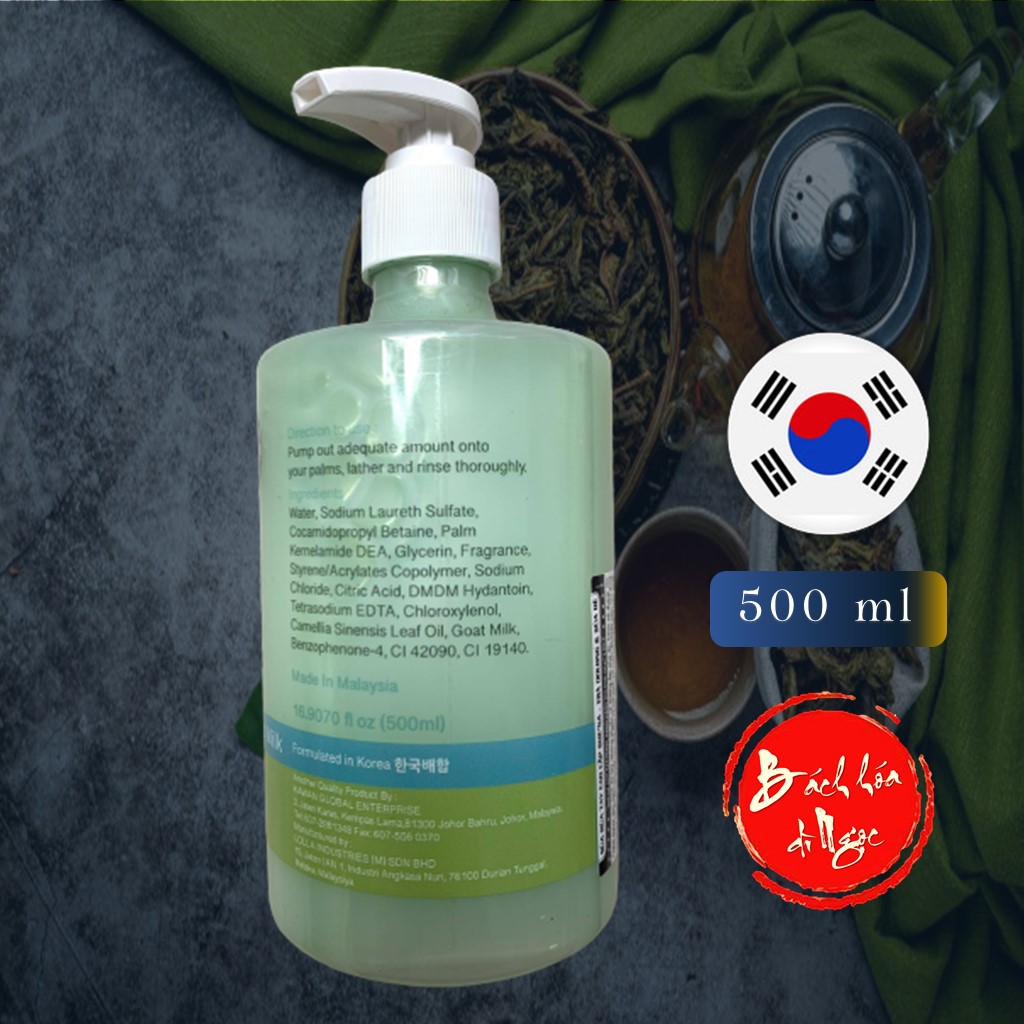 Nước rửa tay SHE'NÃ Hương Trà Oolong & Sữa dê 500ml - Công thức Hàn Quốc - diệt khuẩn