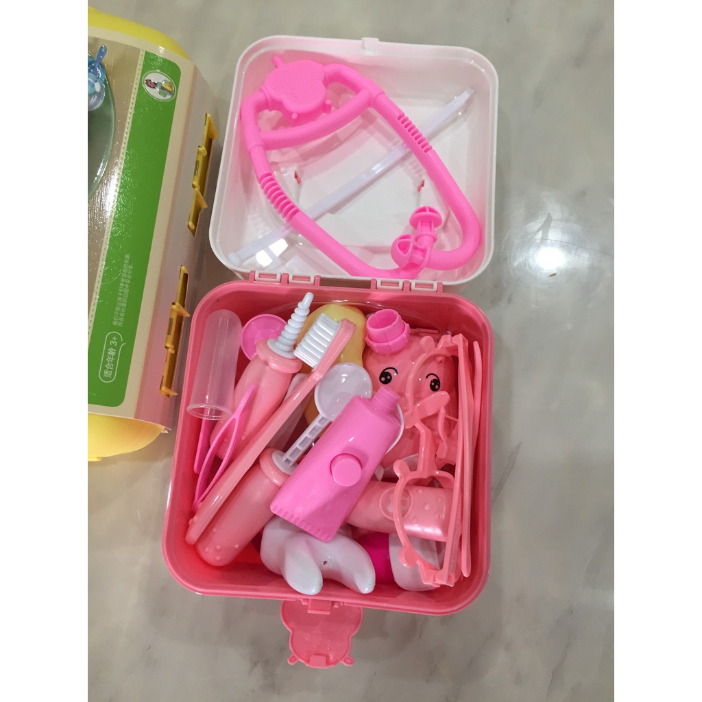 Đồ chơi bác sĩ 39 chi tiết có 2 màu xanh và hồng  cho bác sĩ tí hon