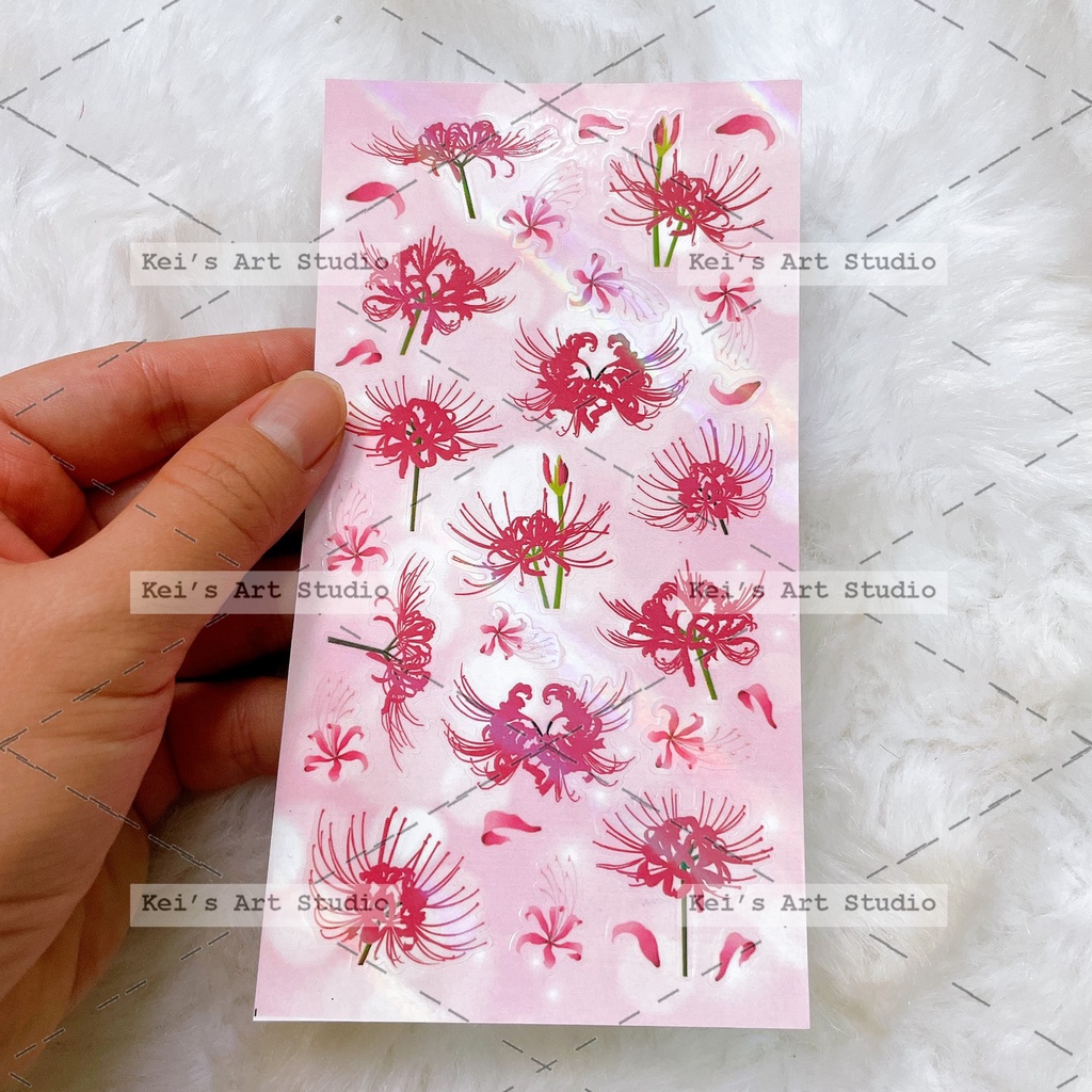 Mẫu hoa bỉ ngạn, trung quốc, nhiều màu, cán hologram