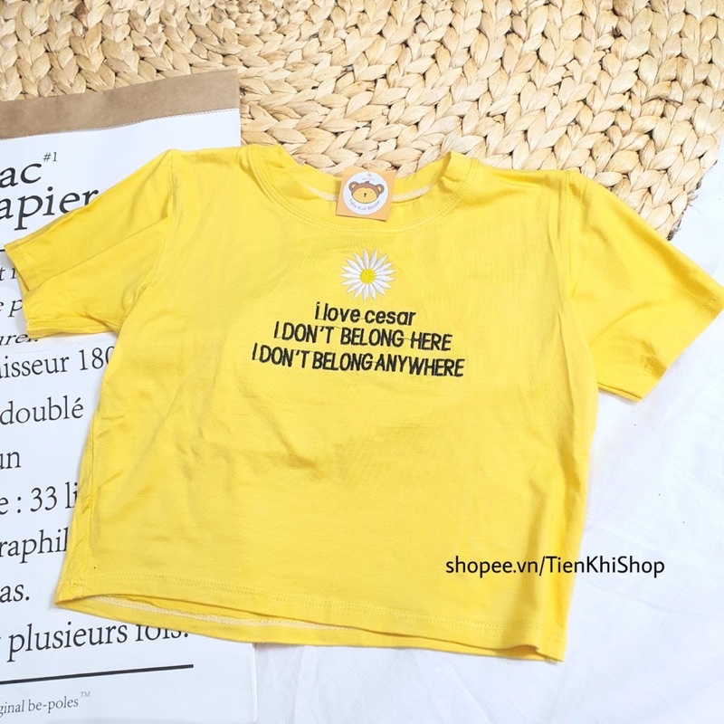 Ao croptop hoa trắng