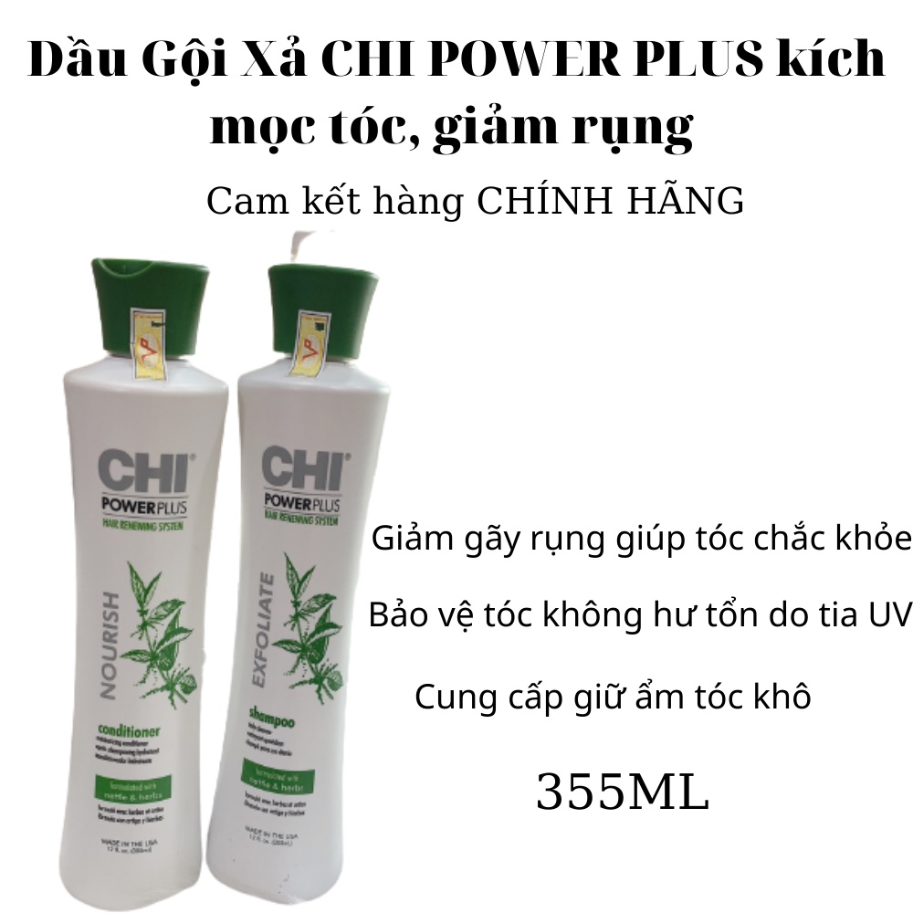 Dầu Gội Xả CHI POWER PLUS kích mọc tóc, giảm rụng 355ml