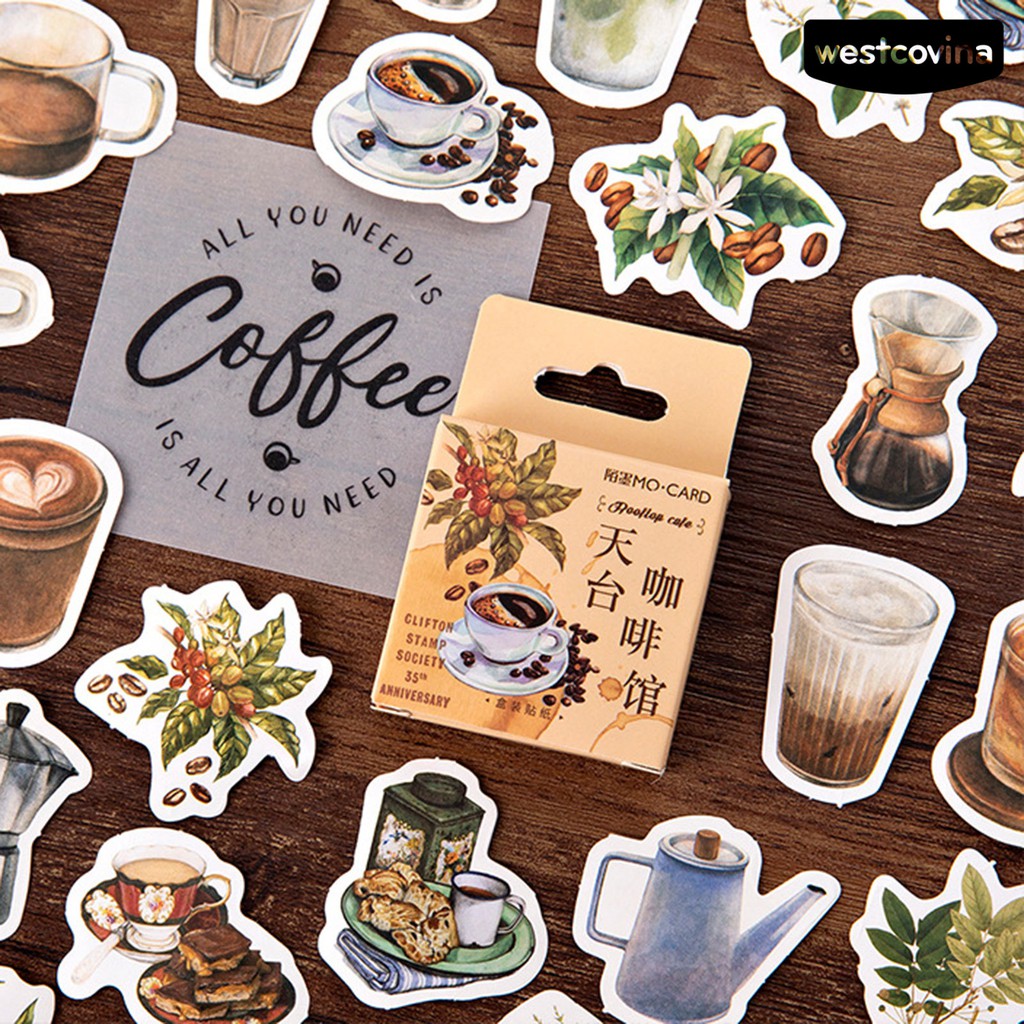 Set 46 miếng dán trang trí tập ảnh/nhật ký tự dính DIY