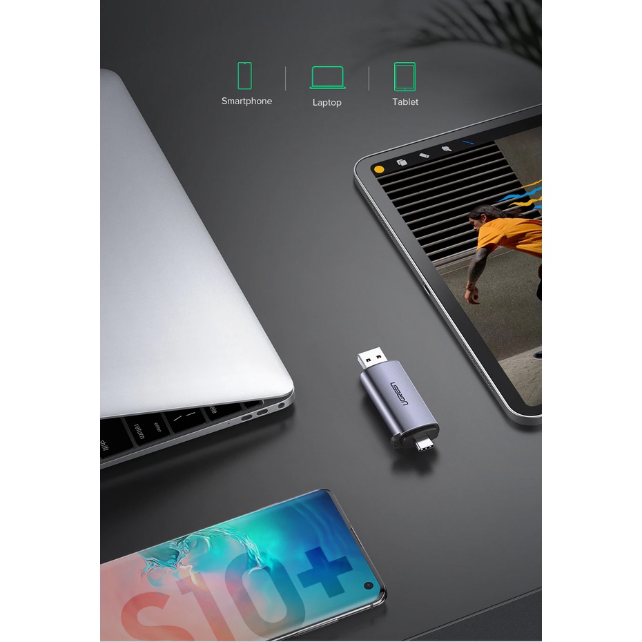 Đầu Đọc Thẻ Nhớ SD TF Cổng USB , Type C Dùng Cho Điện Thoại, Máy Tính Ugreen CM184 - BH 18T Chính Hãng