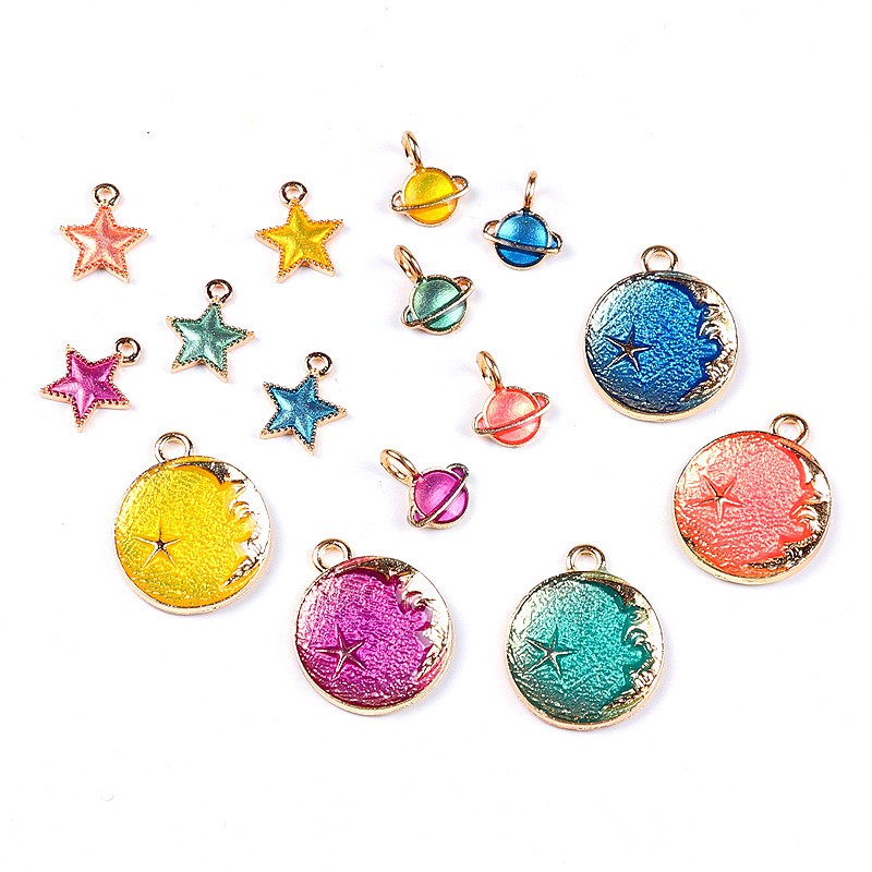 Set 3 Cặp Bông Tai / Vòng cổ Hình Hành Tinh Ngôi Sao diy