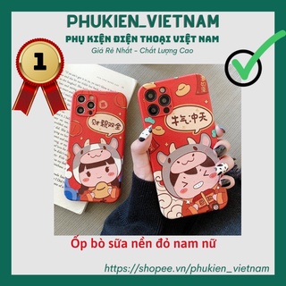 Ốp bò sữa nền đỏ nam nữ cho 6/6p/7p/x/xsm/11/11pm/12/12pm 🐄🐄🐄