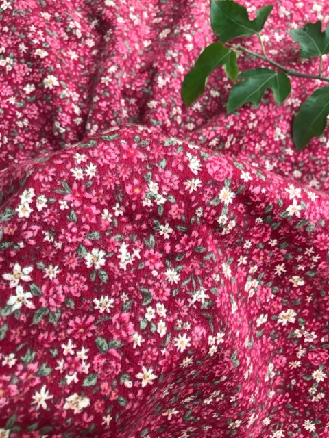 Vải thô cào bông hoa hồng