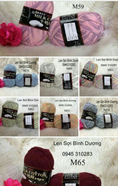 Len Cotton Milk 125g  Đan Móc Khăn, Áo, Nón, Thú Bông