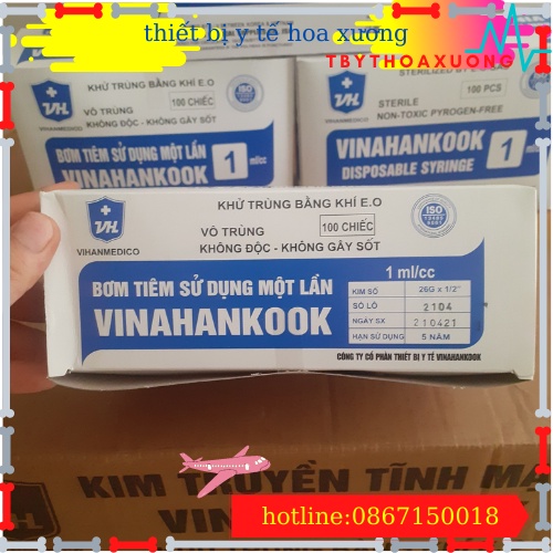[1 hộp]Bơm tiêm 1cc Vinahankook[thietbiytehoaxuong]