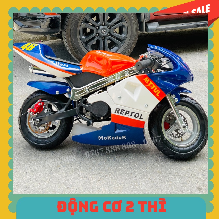 Xe moto mini 49cc TẶNG COMBO MŨ BẢO HIỂM + TẶNG NHỚT 2T) - xe ruồi - xe tam mao