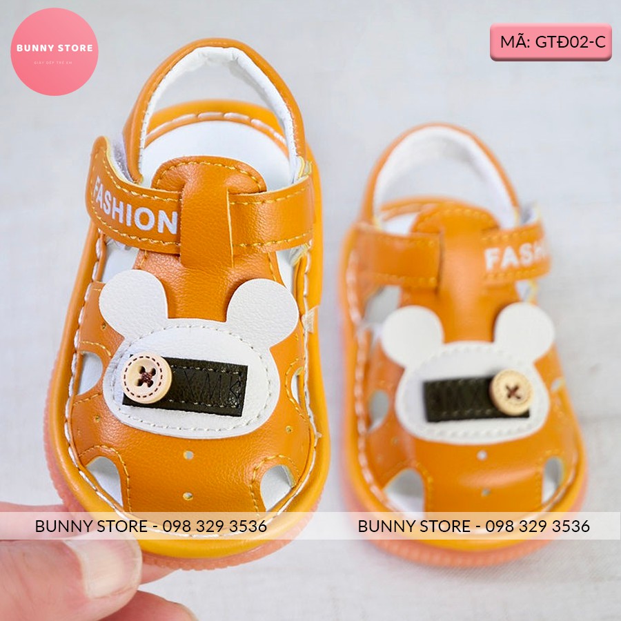 Dép tập đi cho bé hình gấu baby cam dễ thương, giày đế mềm chống trượt có tiếng kêu BUNNY STORE GTD02