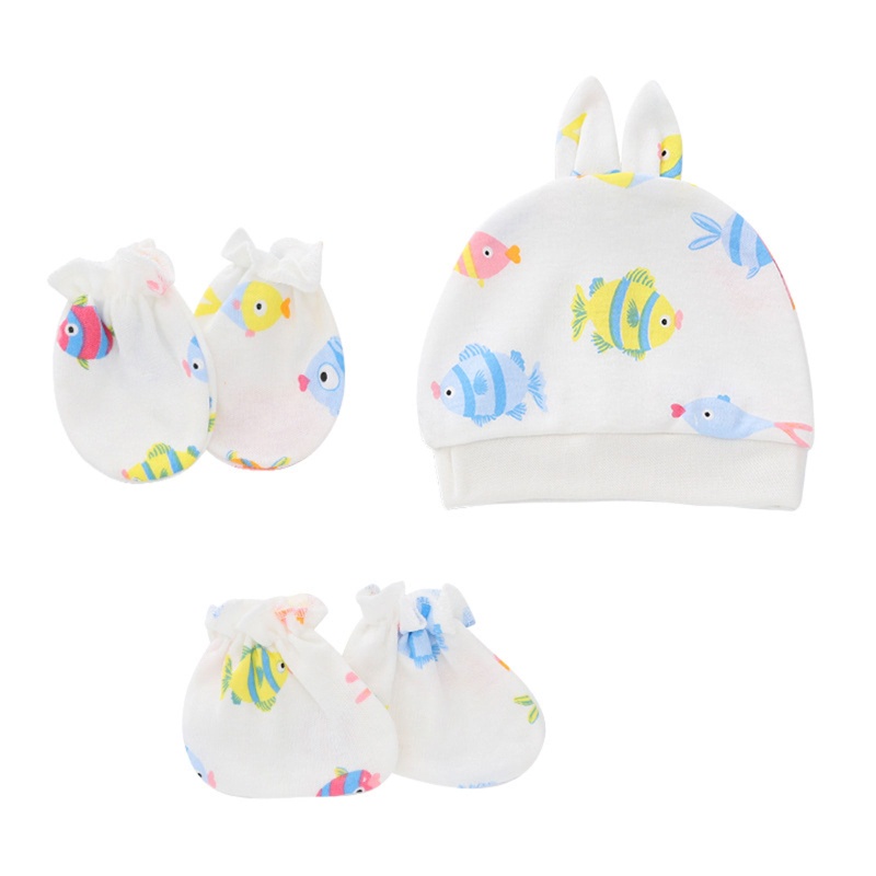 Bộ Găng Tay + Mũ + Vớ Bằng Cotton Mềm Chống Xước Làm Phụ Kiện Chụp Ảnh Cho Bé Sơ Sinh
