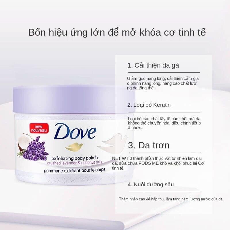 Tẩy da chết body Dove bản Mỹ 298g / bản Đức 225g đủ mùi