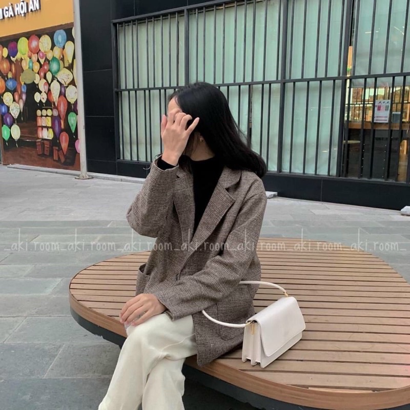 Áo blazer dạ kẻ Hàn Quốc 2 lớp (video/sẵn) | BigBuy360 - bigbuy360.vn