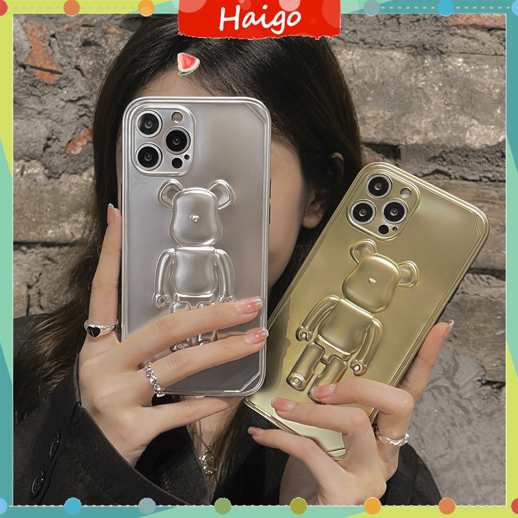 Ốp Lưng Điện Thoại Nhựa Mềm 3D Plating BEARBRICK phù hợp cho iPhone13 12 mini 11 PRO MAX 6/6s 7/8plus SE2 X/XS XR XSMAX #HG4529