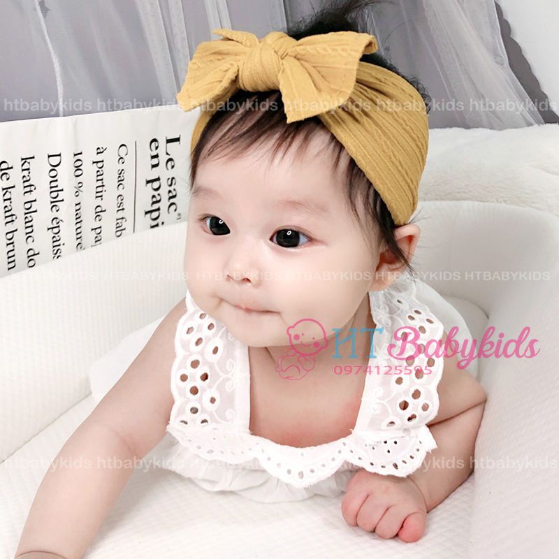 TURBAN BẢN RỘNG COTTON DÀNH CHO BÉ GÁI PHONG CÁCH CHÂU ÂU