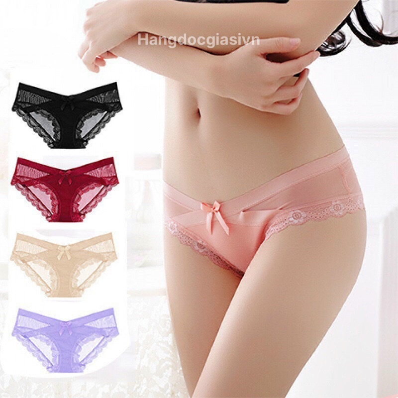 Combo 10 Quần Lót Nữ Ren Xuyên Thấu , Quần Lót Nữ Cạp Chéo Viền Ren Mềm Mại Quyến Rũ