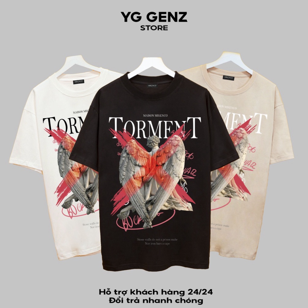 Áo thun tay lỡ MIKENCO THIÊN THẦN TOR YGGENZ shop , Áo thun unisex nam nữ from rộng oversize chất liệu cotton
