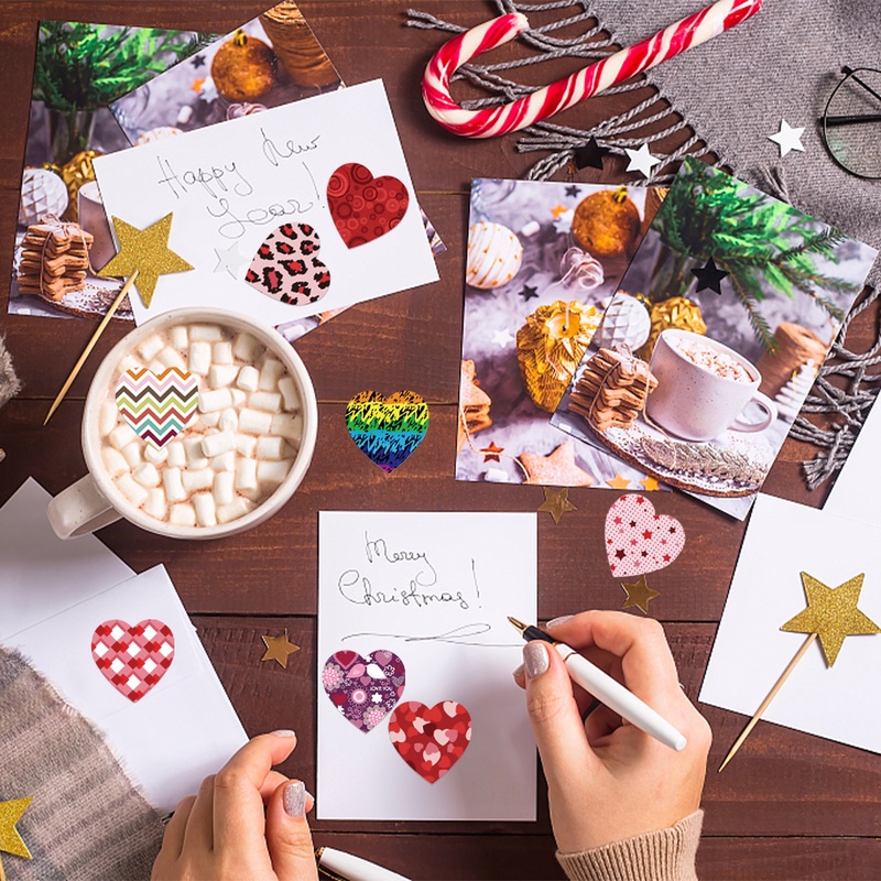 Cuộn 500 Nhãn Dán Hình Trái Tim Dùng Trang Trí Quà Tặng Đám Cưới