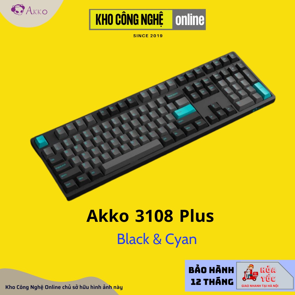 Bàn Phím Cơ Akko 3108 Plus Black &amp; Cyan | Prunus Lannesiana (Foam tiêu âm, Akko CS Switch)