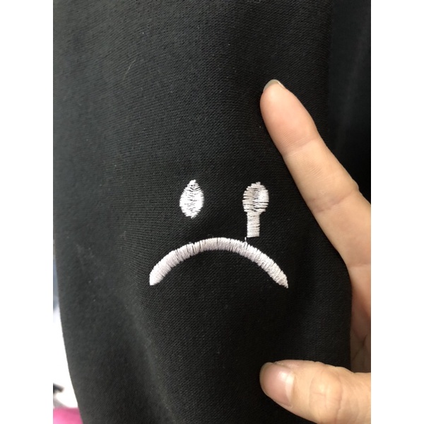 Hodie saidboiz signature zipper(mũ hai lớp thêu logo tay ngực) local brand basic sadboy sad cry unisex BLACK cotton