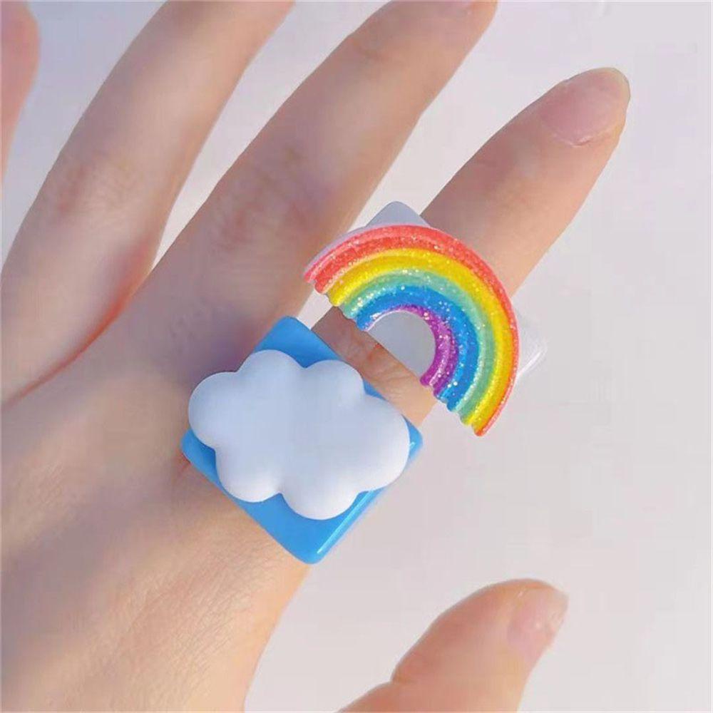 Nhẫn Resin Acrylic Họa Tiết Rùa Hoạt Hình Nhiều Màu Thời Trang Mùa Hè Cho Nam Và Nữ