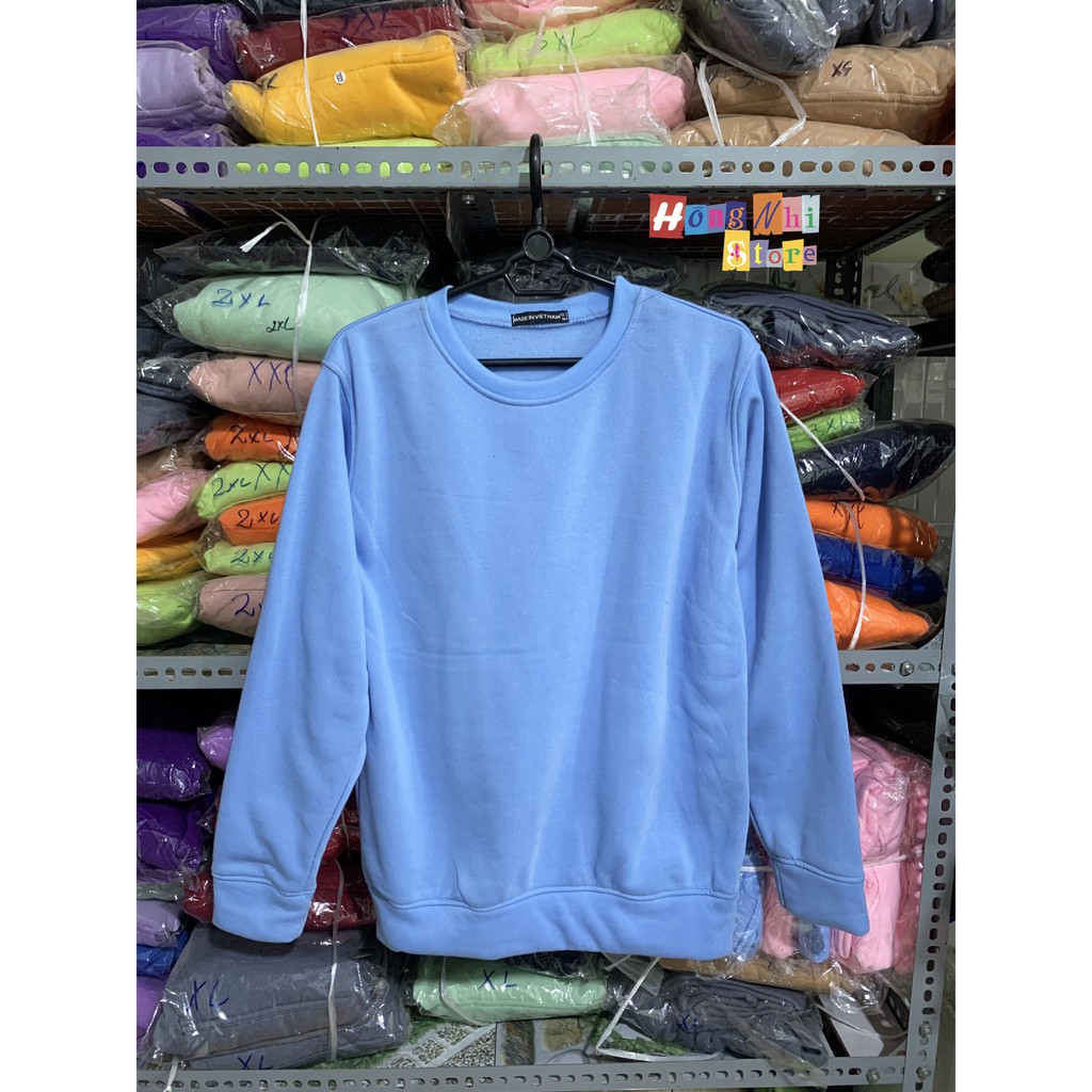 ÁO SWEATER TRƠN CHẤT NỈ LÓT BÔNG MÀU XANH DƯƠNG - SWEATER UNISEX - MM | BigBuy360 - bigbuy360.vn