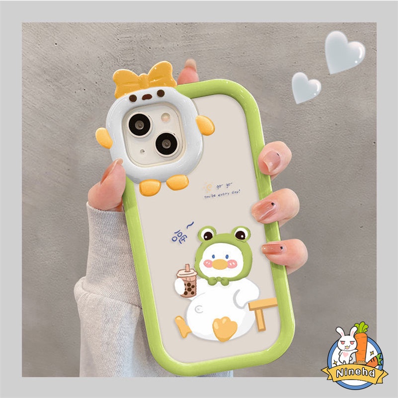 Ốp Điện Thoại Silicon Mềm Chống Trầy Hình Chú Vịt 3D Cho iPhone 14 13 12 11 Pro Max X Xr Xs Max 7 8 6 6s Plus SE 2020