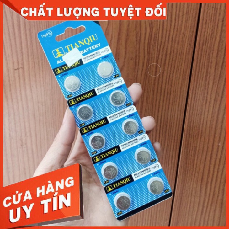 [LOẠI TỐT] Pin đồng hồ cúc áo AG10 LR1130, AG13 LR44 Vỉ 1 viên 1.5V Alkaline Tianqiu dùng cho nhiều thiết bị