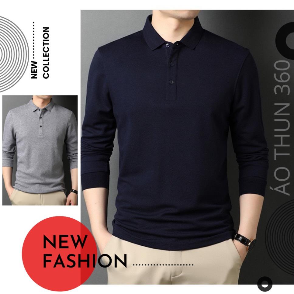 Áo Polo nam dài tay thu đông PL02 vải cotton cá sấu cao cấp dáng unisex, áo thun dài tay nam nữ trơn 3 màu basic !