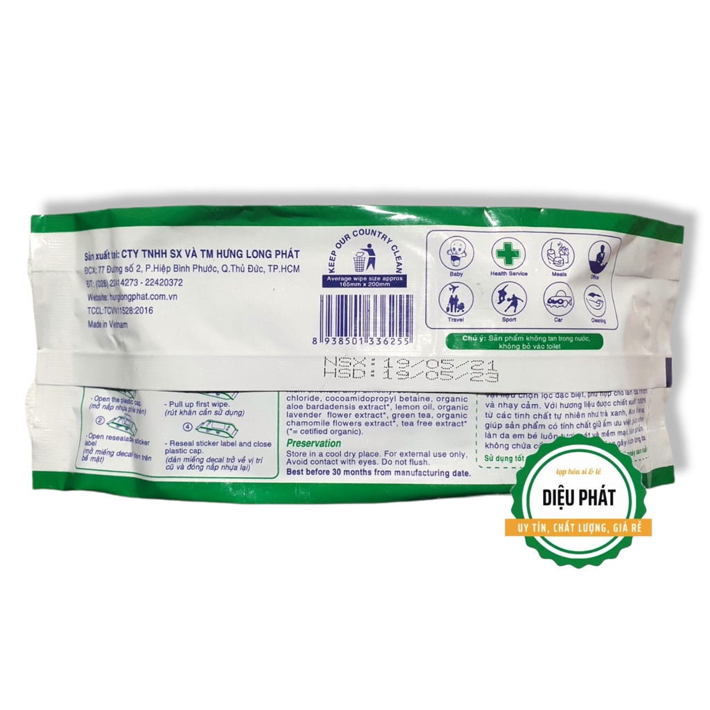 ⚡️ Khăn Ướt Baby Wipes Không Mùi 60 tờ