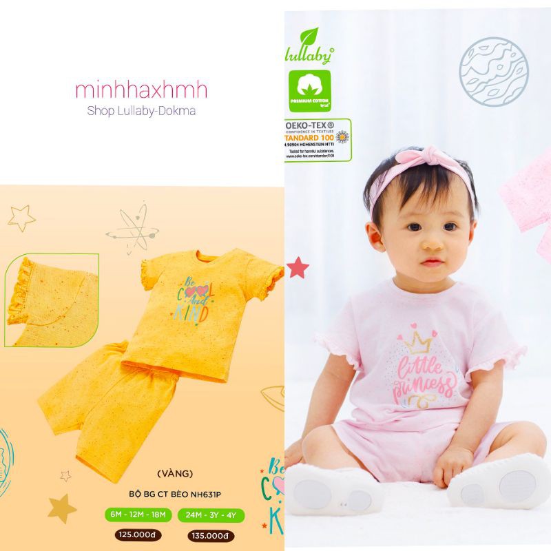 [Lullaby 2021] Bộ BÉ GÁI cộc tay bèo cao cấp (Sz 6m-4y)