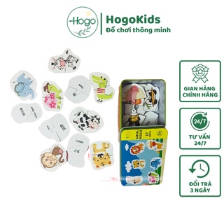 Đồ chơi gỗ Ghép xếp Hình Puzzle 2 Mảnh đựng trong HỘP SẮT TO ĐẸP cho bé tập ghép