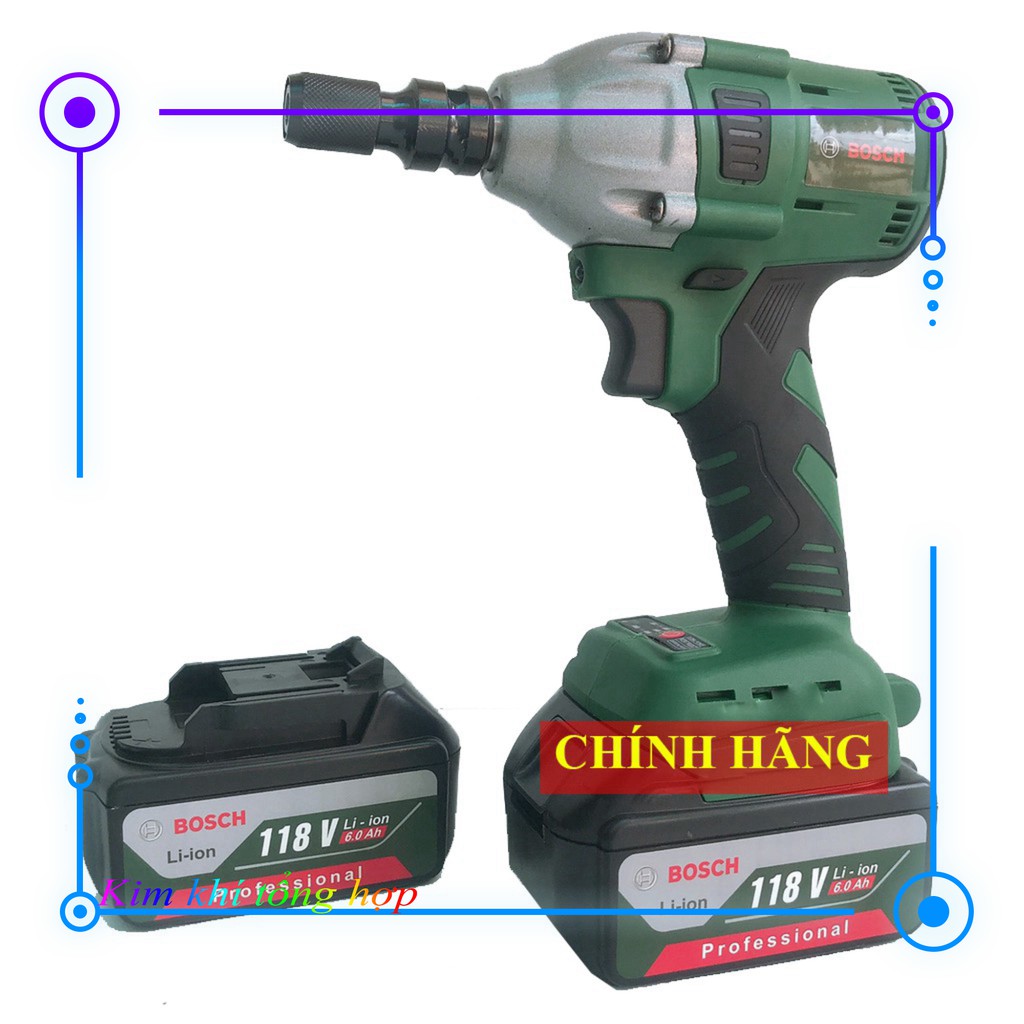 [NHẬP KHẨU] Máy siết bulong Bosch 118V 2 pin đầu 2 trong 1 100% dây đồng không chổi than Kèm đầu chuyển vít [CAM KẾT CHÍ